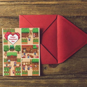 Stardew Valley inspirierte Valentinstag Kartenvorlage - SOFORTIGER DOWNLOAD, Gamer Liebeskarte, druckbare Valentinstag für Stardew-Fans