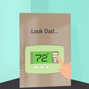 Carte d'anniversaire drôle pour papa - Blague sur le thermostat pour tout âge | Téléchargement numérique personnalisable | TÉLÉCHARGEMENT IMMÉDIAT
