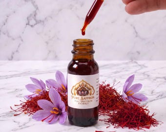 Pure Saffron Liquid Extract – Grade A+ Super Negin, High Crocin (15 mL) - Alcohol Free