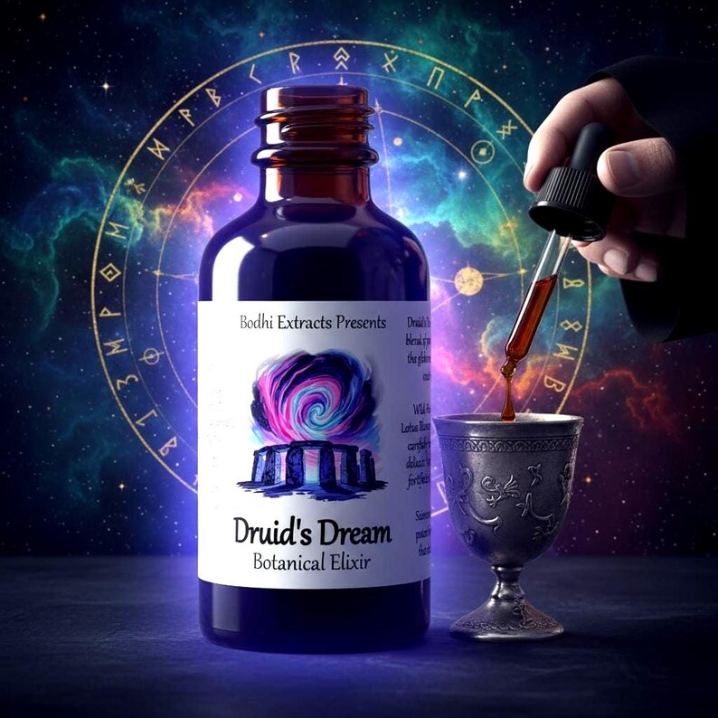 Druid's Dream Fortified Herbal Tincture: Kanna, Blue Lotus, Damiana, & California Poppy image 2