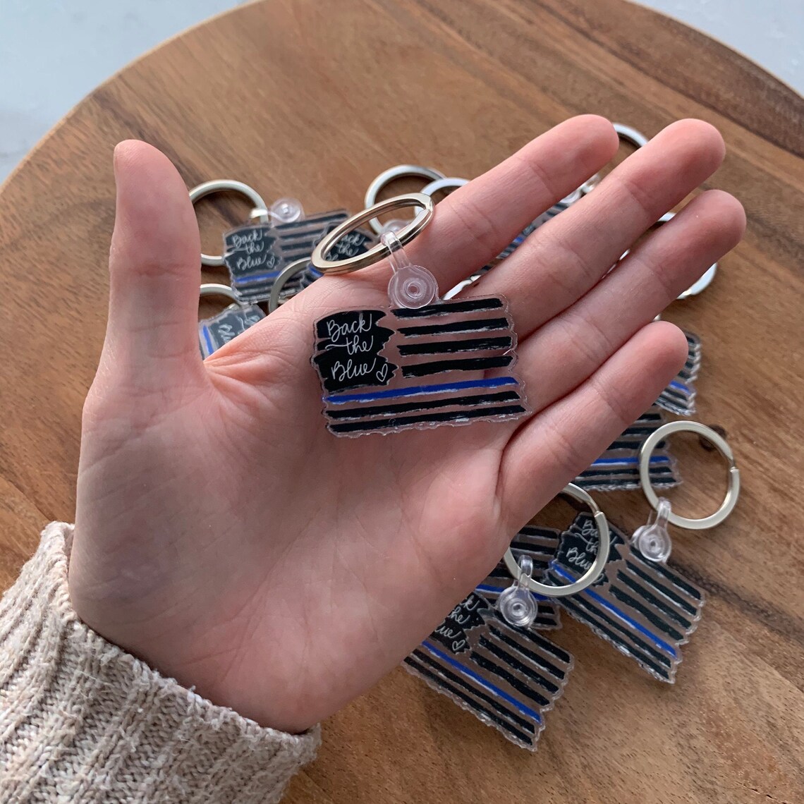 Back the Blue Keychain Etsy