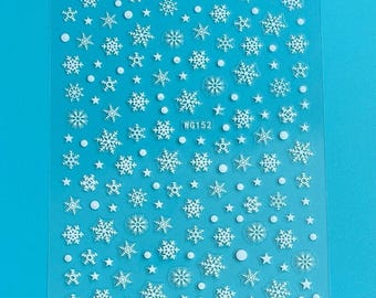 White Snowflakes Nail Art Stickers Christmas Snow Reindeer Snowman  Santa Sleigh Tree Self Adhesive Nail Decals  WGSeries