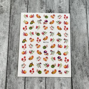 Erntedank Kürbis Nail Art Aufkleber Herbst Blatt Bunt Herbst Pilz Apfel Ernte Eule Orange Rose Selbstklebende Nagelabziehbilder WGSeries