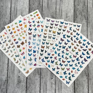 Blue Butterfly Nail Art Stickers Dragonfly Ladybug Butterfly Moth Bird Beetle Bee Mushroom Flower Doodle Self Adhesive Nail Decals WGSeries