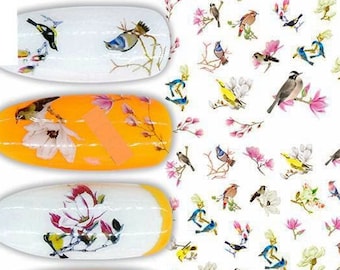 Parrot Tropical Bird Nail Art Stickers Flowers Plumeria Parrot Toucan Hummingbird Magnolia Flower Self Adhesive Nail Art Decals FSeries