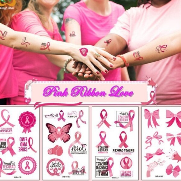 Breast Cancer Temporary Tattoos Etsy