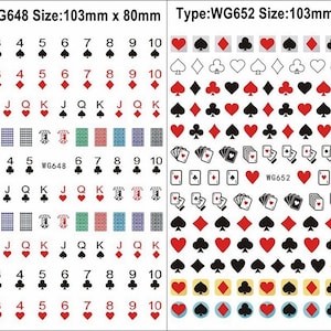 Poker Nagelsticker Kaart Jokers Clubs Harten Schoppen Ruiten Speltijd Nail Art Stickers Stickers WGSeries