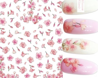 Blossom Flower Nail Art Stickers Japanese Flowering Cherry Spring Flowers Pink Self Adhesive Nail Art Decals FSeries