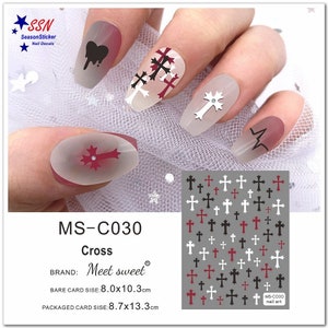 Cross Nail Stickers 3 Colors Cross Self Adhesive Nail Art Decals MSCSeries