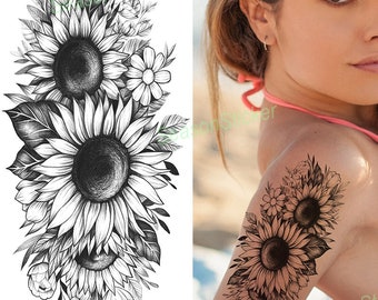 Sunflower Tattoo Etsy Sunflower Tattoo Etsy