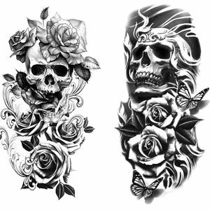 Skull Demon Flower Body Tattoos Beauty Girl Clock Rose Lotus Totem Cross Snake Temporary Body Arm Art Tattoos XMQB8