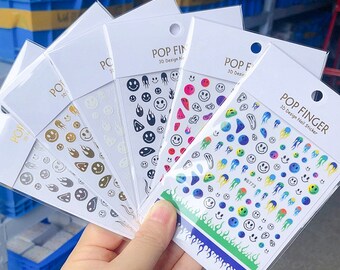 Autocollant auto-adhésif pour ongles émoticônes flammes de feu 6 couleurs WGSeries