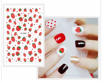 Strawberry Cherry Fruit Nail Sticker Watermelon Daisy Flower Dots Self-Adhesive Nail Decal Sticker XFSeries