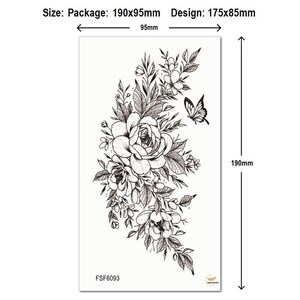 Sunflower Flowers Hand Drawing Temporary Tattoos Flower Rose Peony Butterfly Moon Black Sketch Floral Design Body Waist Arm Leg Tattoos FSF6 FSF6093
