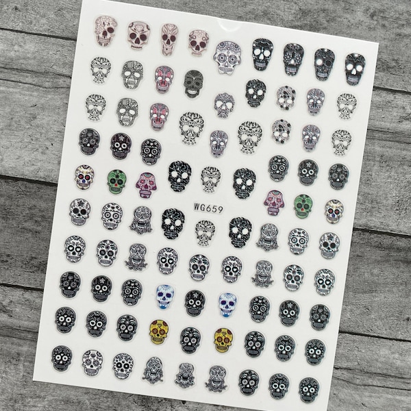 Halloween Black Skulls Nail Art Stickers Allien Skull Ghost Monster Vampire Self Adhesive Nail Art Decals XHSeries