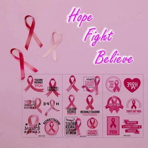 3 Piece Set Pink Ribbon Breast Cancer Awareness Temporary Tattoos Never GIVE UP Hope Fight Believe Love Waist Arm Neck Tattoos WSASeries