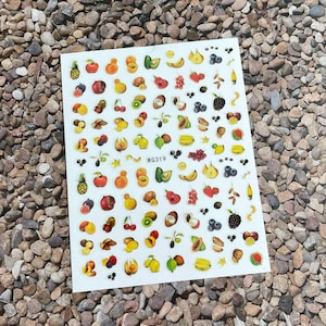 Fruit Nail Art Stickers Citrus Watermelon Strawberry Blue Berry Pineapple Pear Coconut Mango Cherry Plum Self Adhesive Nail Decals WGSeries