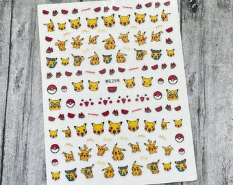 Süße Kawaii Kid Nail Art Aufkleber Gelb Pokémon Plüsch Generation Rote Wassermelone Selbstklebende Nail Art Aufkleber WGSeries