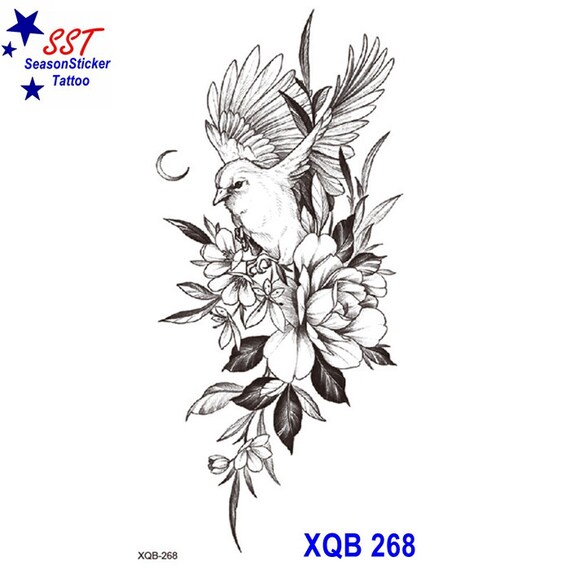 2 XXL Tattoos – Temporäre Hauttattoos Mit Tiger, Blumen & Uhr Für Party & Kostüm