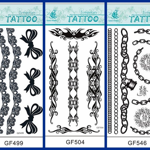 Tribal Armband Stripes Lace Bow Cycle Chain Totem Waist Arm Neck Temporary Body Tattoo Sticker GFSeries