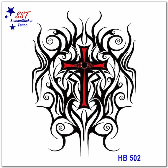 Temporäre Tattoos – 2 Blatt 3D Kreuz & Uhr Design – Für Männer & Frauen, Wasserfest & Abziehbar