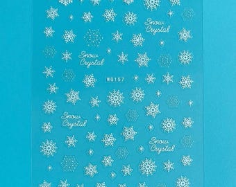 White Snowflake Winter Nail Art Stickers Christmas Tree Reindeer Snowman Santa Sleigh Holly Berry Leaves Self Adhesive Nail Decals WGSeries