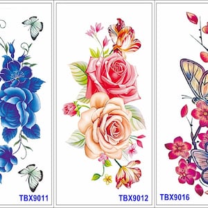 Daisy Butterfly Rose Sunflower Flower Wintersweet Chimonanthus Leaf Body Waist Arm Neck Temporary Tattoo design Temporary Tattoos TBXSeries