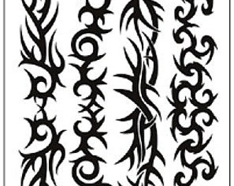 Tribal Armband Strepen Totem Koningin Kroon Vlinder Bloemen Hart Lichaam Taille Arm Nek Tijdelijke tattoo Tijdelijke tatoeages GF-serie