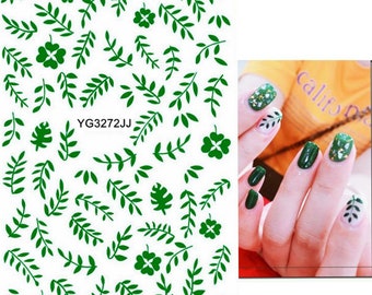 Green Leaves Nail Art Stickers Green Tropical Leaf Self Adhesive Nail Art Decals FSeries