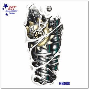 Robotic Arm Mechanical Arm Metal Spring Waterproof Body Waist Arm Neck Temporary Art Tattoos TLHB