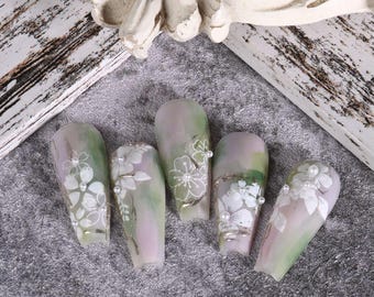 Witte bloem kersenbloesems Nail Art Stickers Sakura Spring Flower Line zelfklevende nailart-stickers F-series