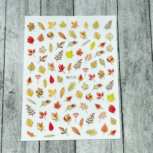 Herbst Blatt Nail Art Aufkleber Bunte Herbstblätter Erntedank Kürbis Pilz Ernte Fuchs Eichhörnchen Selbstklebende Nagelabziehbilder WGSeries