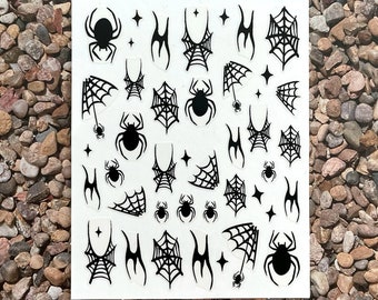 Spider Web Halloween Nail Art Stickers Black Fire Stars Skull Ghost Bat Monster Face Self Adhesive Nail Decal JOSeries