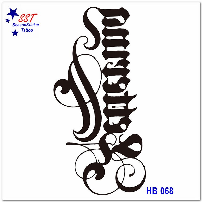 Tattoo Lettering Words Letters Crescent Moon Body Arm Temporary Tattoos ...