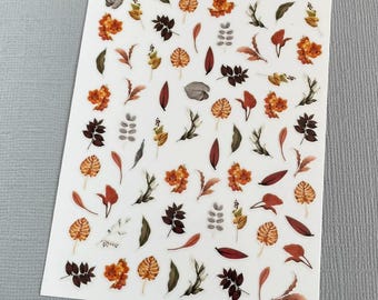 Pegatinas para uñas con diseño otoñal: hojas de otoño moradas y negras, hojas de roble naranjas, coloridas hojas de otoño, autoadhesivas, serie WGSeries