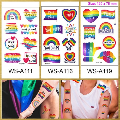 PrideOutlet  Temporary Tattoos  Rainbow Pride Temporary Tattoo Pack A120