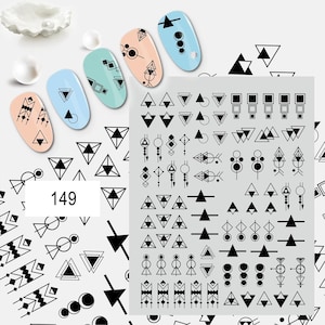 Black Geometric Shapes Graphic Shapes Nail Stickers Geometric Arrow Triangles Square Circle Lines Self Adhesive Nail Art Decals MeSeries