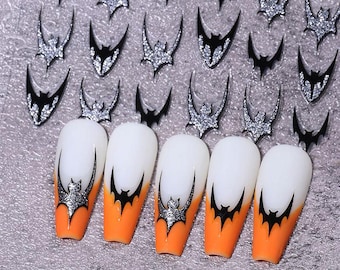 Black Silver Spider Halloween Nail Sticker Happly Halloween Decal Spiders Self Adhesive Nail Decal Stickers S8A