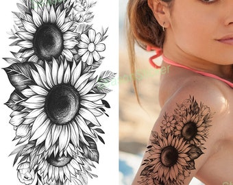 Permanent Women Sunflower Tattoo 5000 Rs 500square inch Inkblot Tattoo   Art Studio  ID 24768923088