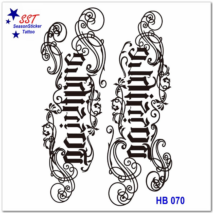 Tattoo Lettering Words Letters Crescent Moon Body Arm Temporary Tattoos ...