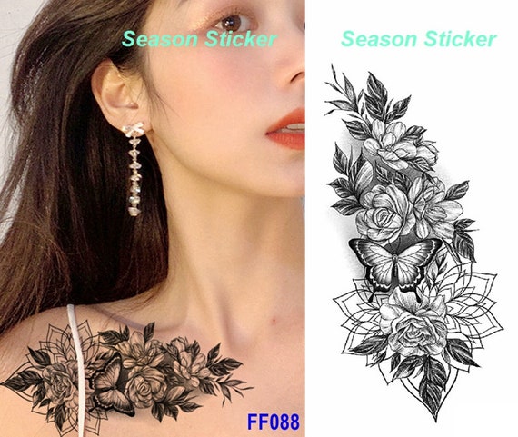 Girasol Tatuajes Luna Media Luna Peonía Boceto Pluma Alas - Etsy España