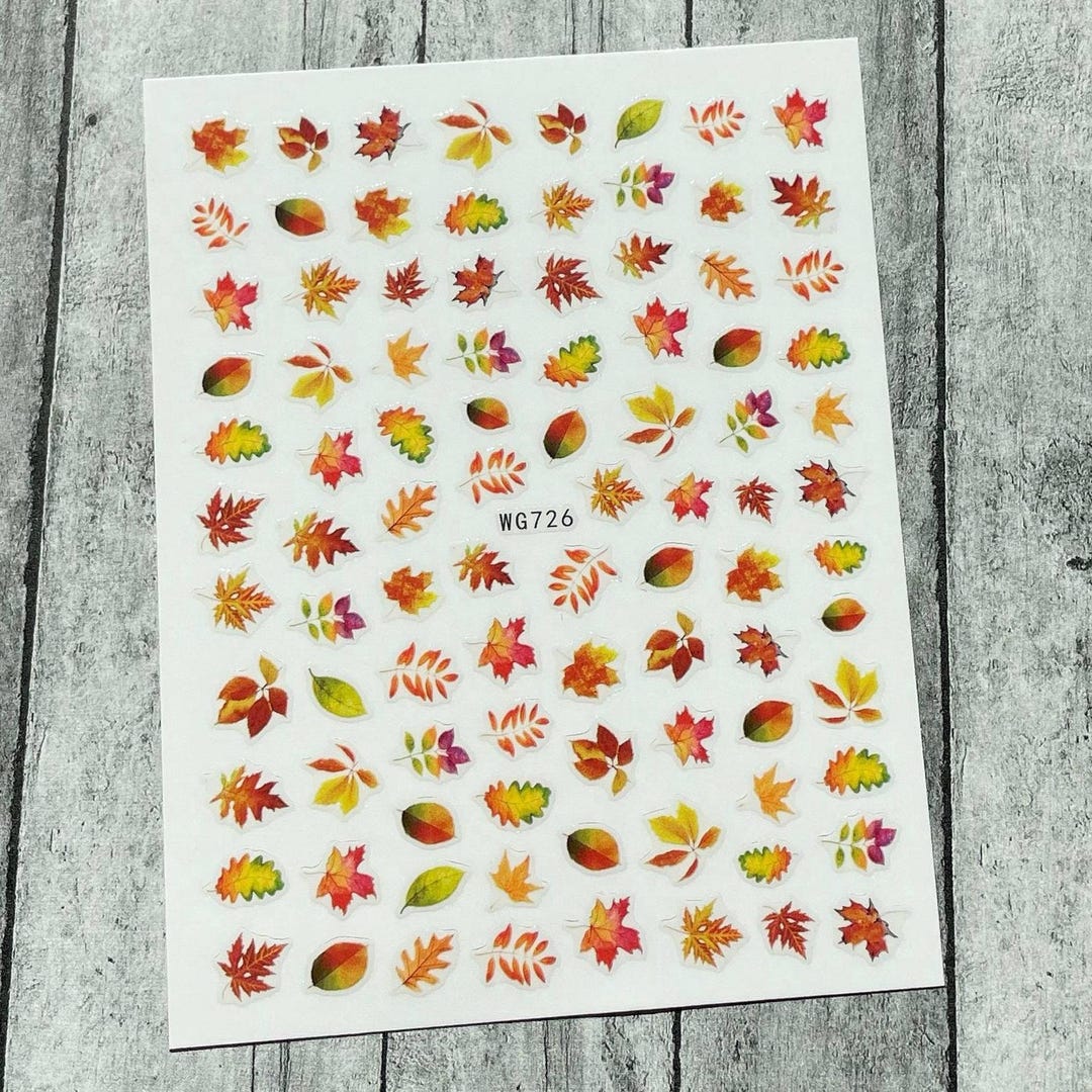 Maple Oak Leaf Nail Art Stickers Colorful Fall Autumn Thanksgiving ...