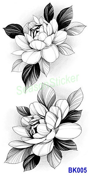 Black Sketch Flower Rose Daisy Sunflower Leaf Body Waist Arm Neck Temporary  Art Tattoos Bkseries 