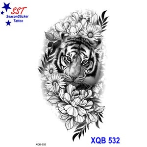 Tiger Sunflower Flower Bird Snake Animal Rose Lotus Totem Cross Temporary Body Arm Art Tattoos XMQB8