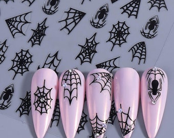 4 Colors Spider Web Halloween Nail Sticker Spider Halloween Webs Self Adhesive Nail Decal Stickers S8A