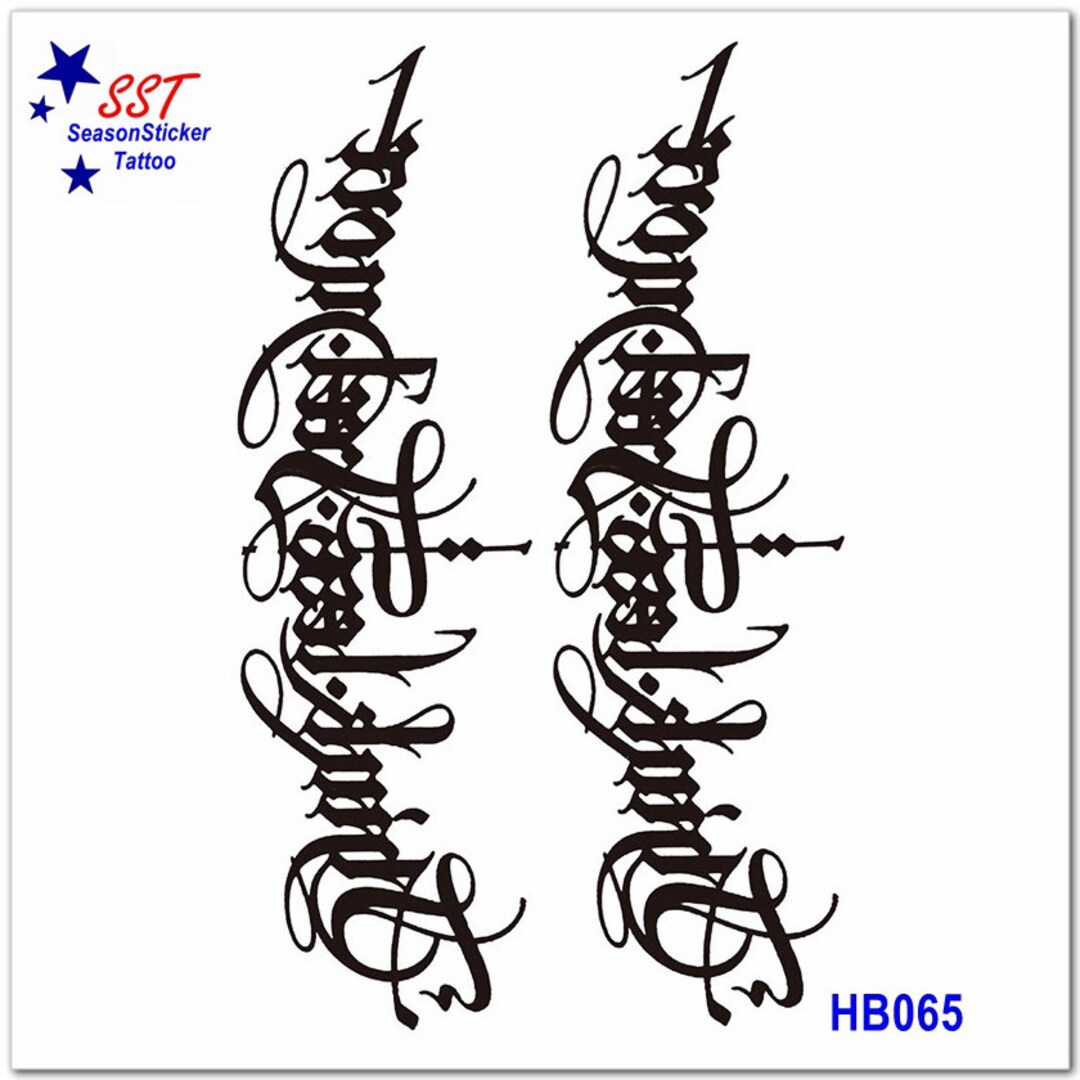 Tattoo Lettering Words Letters Crescent Moon Body Arm Temporary Tattoos ...