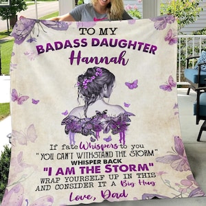 Personalized To My Badass Daughter Blanket - Empowering Gift For Daughter From Dad or Mom