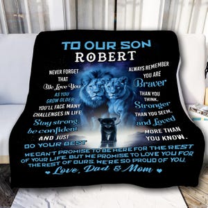 Manta personalizada para nuestro hijo de parte de mamá y papá, regalos de cumpleaños número 18 para niños, familia a distancia, regalo de graduación de la escuela secundaria para él