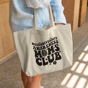 Neurodiversiteit draagtas voor autismebewustzijn - Neurodiversiteit Awareness Moms Club Tote Bag om neurodiversiteit te vieren