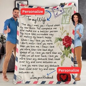 Manta con carta de amor, regalo para una relación a larga distancia, regalo de algodón para el segundo aniversario, manta para novia, regalo para el día de San Valentín, para mi alma gemela